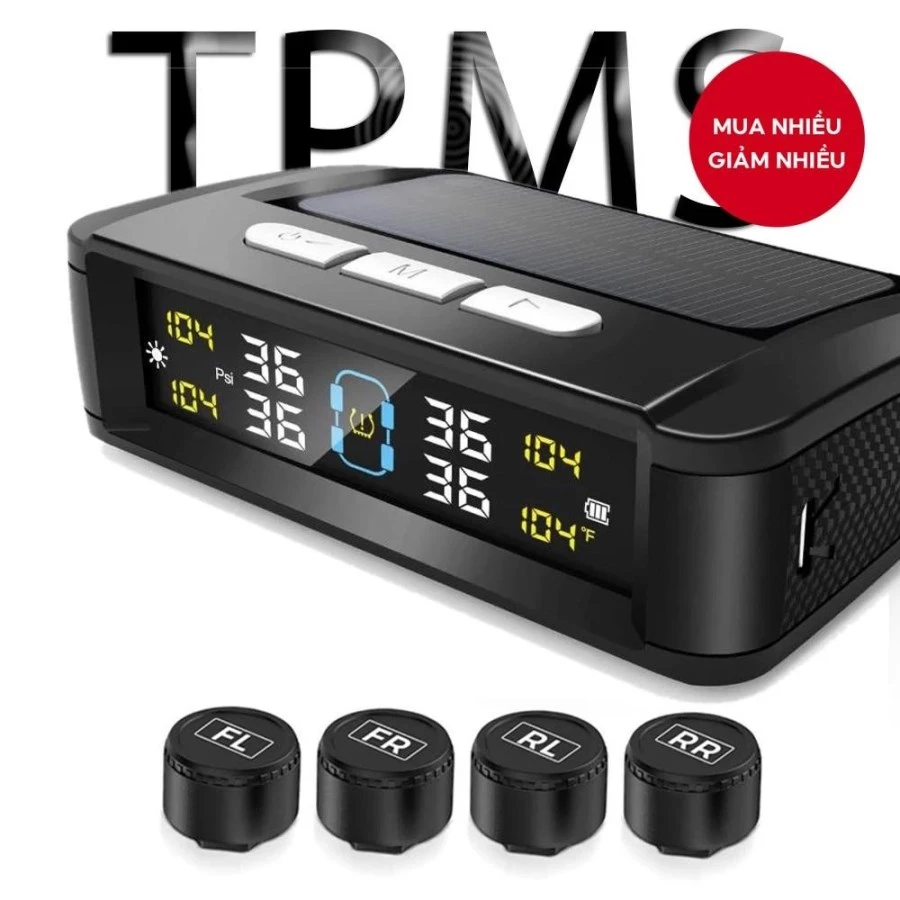 Cảm biến áp suất lốp TPMS với màn hình LCD chống nước IPX7