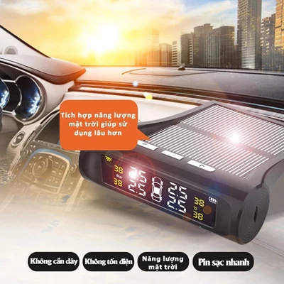 Cảm biến áp suất lốp xe hơi gắn ngoài cao cấp + màn hình LCD
