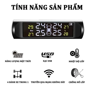 Cảm biến lốp van ngoài TPMS, Màn hình LED, thiết kế nhỏ gọn
