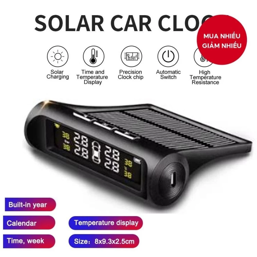 Cảm Biến Xe TPMS Năng Lượng Mặt Trời - Màn Hình Kỹ Thuật Số