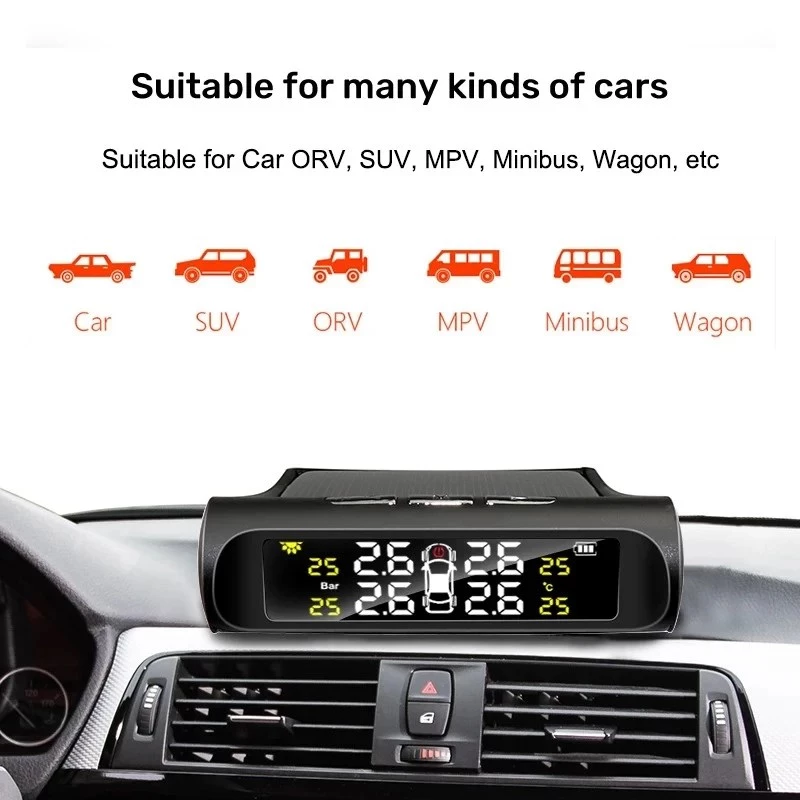 Cảm Biến Xe TPMS Năng Lượng Mặt Trời - Màn Hình Kỹ Thuật Số