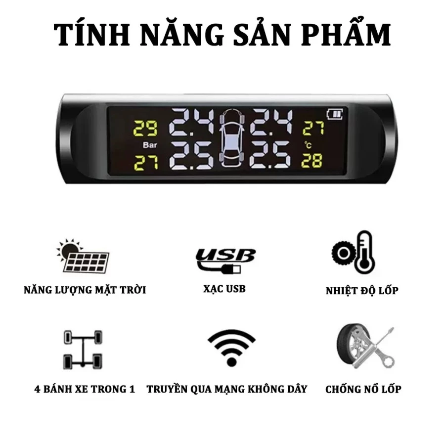 Cảm Biến Áp Suất Lốp - Cảnh Báo Giọng Nói Tiếng Việt