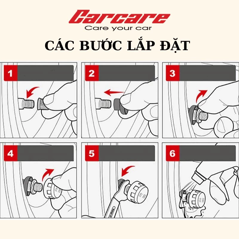 Cảm biến áp suất lốp TPMS Carcare màn hình led màu van ngoài