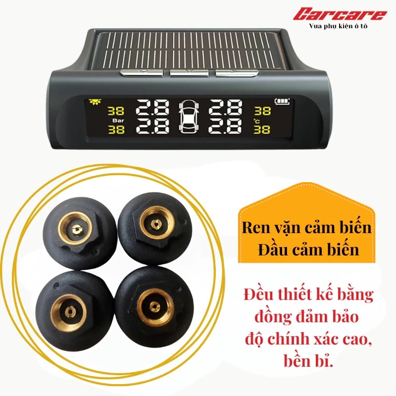Cảm biến áp suất lốp TPMS Carcare màn hình led màu van ngoài