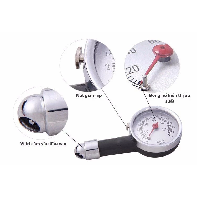 Đồng hồ đo áp suất lốp chô ô tô, xe máy