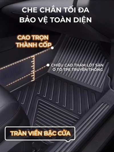 Thảm lót sàn ô tô TPE tràn viền bậc cửa, bao trọn thành xe