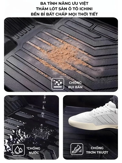 Thảm lót sàn ô tô TPE tràn viền bậc cửa, bao trọn thành xe