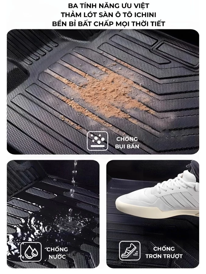 Thảm lót sàn ô tô TPE tràn viền bậc cửa, bao trọn thành xe