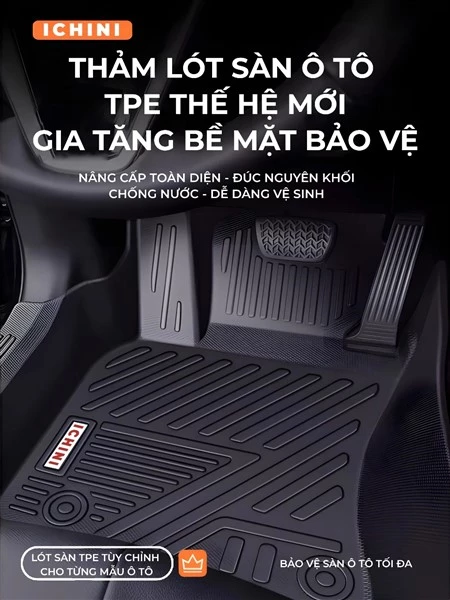 Thảm lót sàn ô tô TPE tràn viền bậc cửa, bao trọn thành xe