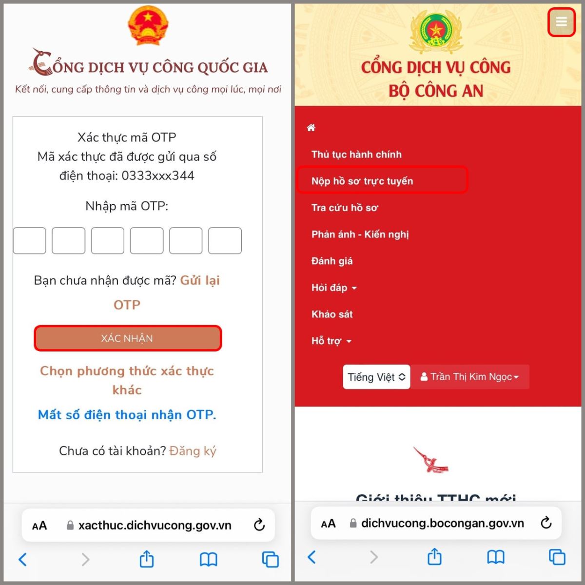 Bước 2 - Chọn nộp hồ sơ trực tuyến