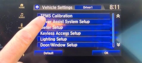 Reset TPMS trên màn hình cảm ứng